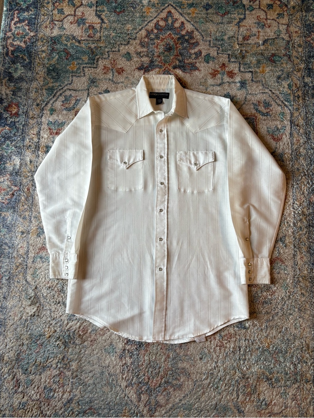 Vintage MWG Pinstriped Pearl Snap Shirt Medium